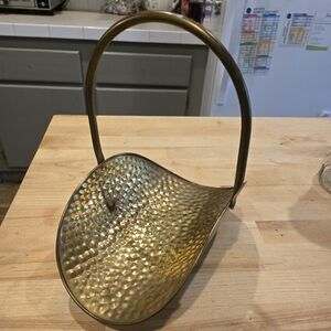 Hammered Brass Handled Basket Made In Holland